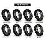 font options for inside engraving on black & gray hex nut emblem rings