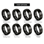 font options for inside engraving on black hex nut emblem rings