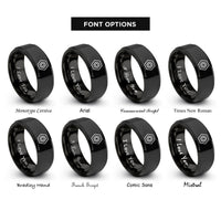 font options for inside engraving on black hex nut emblem rings