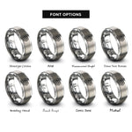 font options for inside engraving on grey hex nut emblem rings