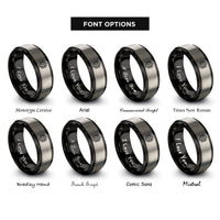 font options for inside engraving on black & grey hex ring honeycomb rings
