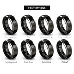 font options for inside engraving on black & gray hex ring honeycomb rings