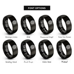 font options for inside engraving on black hex ring honeycomb rings