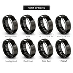 font options for inside engraving on black & silver hex socket rings