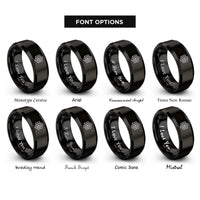 font options for inside engraving on black hexaflake rings