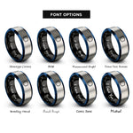font options for inside engraving on black & blue & grey hexagon badge rings