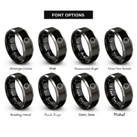 font options for inside engraving on black & silver hexagon badge rings