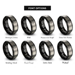 font options for inside engraving on black & silver hexagon grid rings