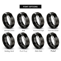 font options for inside engraving on black & gray hexagon grid rings