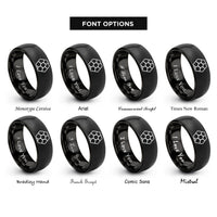 font options for inside engraving on black hexagon grid rings