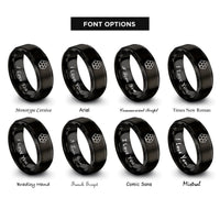 font options for inside engraving on black hexagon grid rings