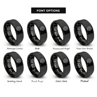 font options for inside engraving on black hexagon grid rings