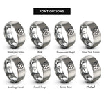 font options for inside engraving on grey hexagon grid rings