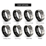font options for inside engraving on black & silver hexagon mandala rings