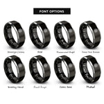 font options for inside engraving on black & gray hexagon mandala rings