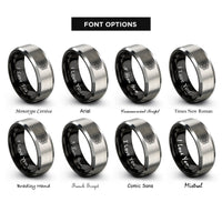 font options for inside engraving on black & gray hexagon mandala rings