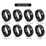 font options for inside engraving on black hexagon mandala rings
