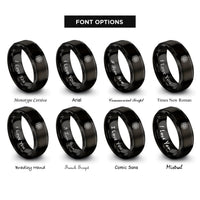 font options for inside engraving on black hexagon mandala rings