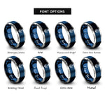 font options for inside engraving on blue & gray hexagon tessellation rings