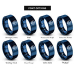 font options for inside engraving on blue hexagon tessellation rings