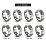 font options for inside engraving on grey hexagon tessellation rings