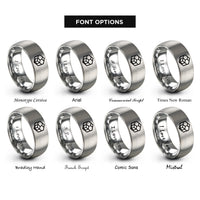 font options for inside engraving on grey hexagon tessellation rings
