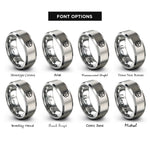 font options for inside engraving on gray hexagon tessellation rings