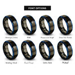 font options for inside engraving on gunmetal & blue hexagon tessellation rings