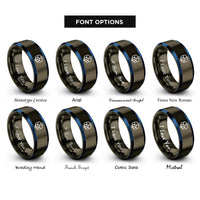 font options for inside engraving on gunmetal & blue hexagon tessellation rings