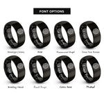 font options for inside engraving on black hexagon topo lines rings