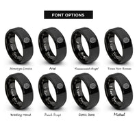 font options for inside engraving on black hexagon topo lines rings