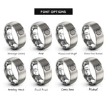 font options for inside engraving on gray hexagon topo lines rings