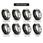 font options for inside engraving on black & grey hexagon world pattern rings