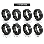 font options for inside engraving on black hexagon world pattern rings