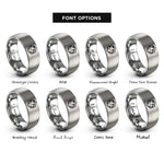 font options for inside engraving on grey hexagon world pattern rings