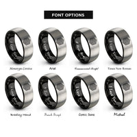 font options for inside engraving on black & gray hexagonal maze rings