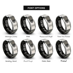 font options for inside engraving on black & gray hexagonal maze rings