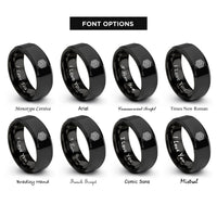 font options for inside engraving on black hexagonal maze rings