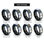 font options for inside engraving on black & blue & gray hexagonal packing rings