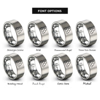 font options for inside engraving on grey hexagonal packing rings