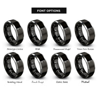 font options for inside engraving on black & gray hi lift jack rings