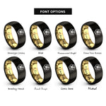 font options for inside engraving on black & gold hibiscus rings