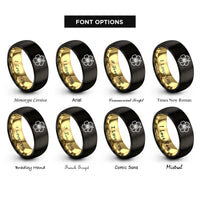 font options for inside engraving on black & gold hibiscus rings