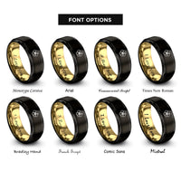font options for inside engraving on black & gold hibiscus rings
