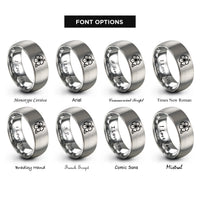 font options for inside engraving on silver hibiscus flower rings
