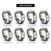 font options for inside engraving on grey hibiscus flower rings