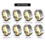 font options for inside engraving on gold & silver hibiscus rings