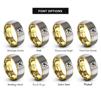 font options for inside engraving on gold & gray hibiscus rings