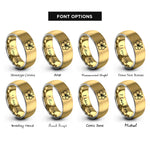 font options for inside engraving on gold & silver hibiscus rings