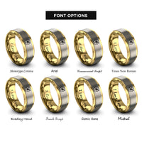 font options for inside engraving on gold & grey hibiscus rings